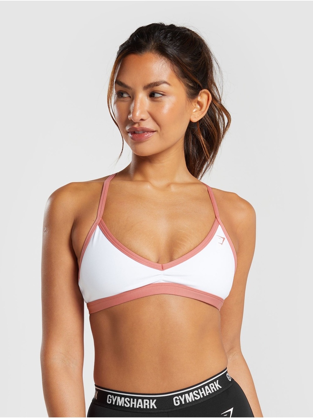 Gymshark Minimal Sports Bra Pink Trim and White